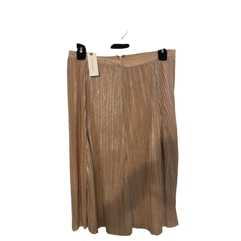 Anthropologie Pleated Skirt‎ Womens XS Rose Shimmer Balletcore Glamwear Holiday